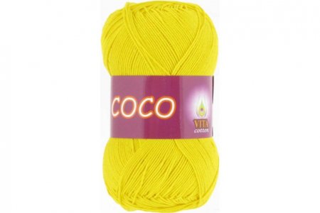 Пряжа Vita cotton Coco ярко-желтый (4320), 100%мерсеризованный хлопок, 240м, 50г