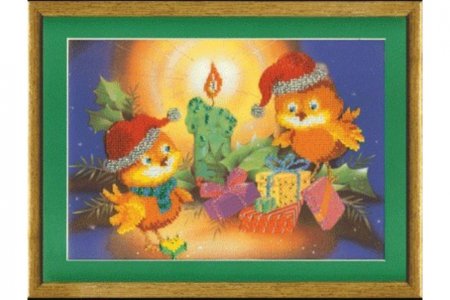 Набор для вышивания бисером ЧАРИВНА МИТЬ Рождественские птички, с нанесенным рисунком, 25*17,5см