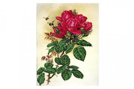 Канва с рисунком для вышивки бисером GLURIYA Розы и пчелы 2, 40*30см