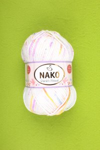 Пряжа Nako Masal Renkli белый-радуга (32092), 100%акрил, 165м, 100г