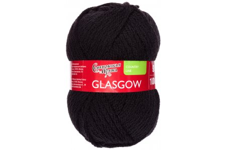 Пряжа Семеновская Glasgow (Глазго) черный (1), 50%шерсть английский кроссбред/50%акрил, 95м, 100г