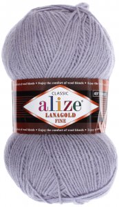 Пряжа Alize Lanagold Fine светло-серый (200), 51%акрил/49%шерсть, 390м, 100г