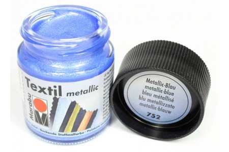Краска по ткани Marabu Textil Metallic, синий (752), 50мл
