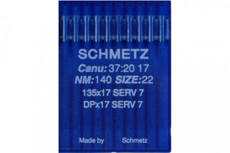 Иглы для промышленных швейных машин SCHMETZ 135х17 SERV7 (DРх17) №140, 10шт