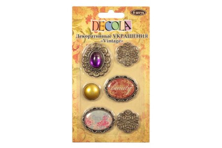 Набор декоративных элементов DECOLA камни и кабошоны, Красота, 6шт, 2-4см