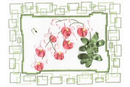 Набор для вышивания лентами PANNA Розовая орхидея, 26*20см