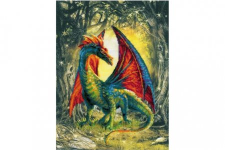 Набор для вышивания крестом Риолис Лесной дракон, с напечатанным фоном, 30*40см