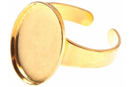 Основа для кольца, овал, регулируемый размер, золото (GP), 14*19мм, 1шт