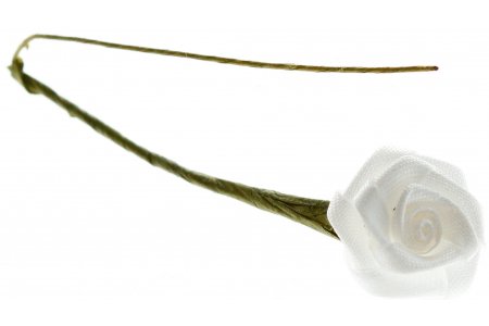 Цветок из ткани на проволоке Атласная роза, бежевый, 12мм