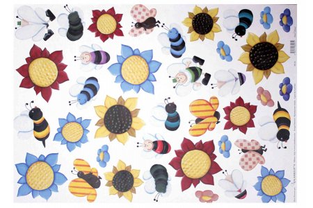 Бумага для декупажа двусторонняя CALAMBOUR Цветы и пчелки, 50*70см