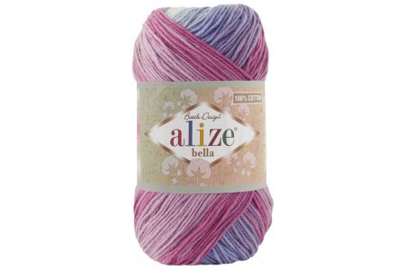 Пряжа Alize Bella Batik 100 голубой-лиловый-розовый-фиолетовый (3686), 100%хлопок, 360м, 100г 