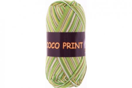 Пряжа Vita cotton Coco Print желто-зеленый/меланж (4671), 100%мерсеризованный хлопок, 240м, 50г