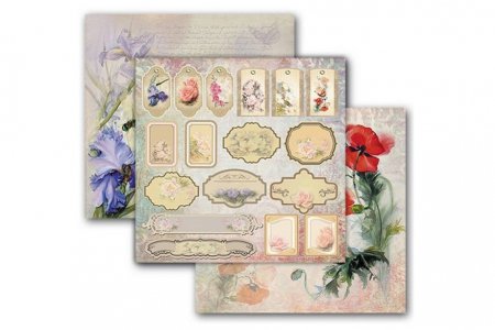 Набор бумаги для скрапбукинга CRAFT PREMIER Акварельные цветы.Ирис и мак, 30,5*30,5см, 3листа