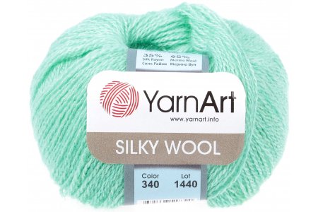 Пряжа Yarnart Silky wool светло-зеленая бирюза (340), 65%шерсть мериноса/35%искусственный шелк, 190м, 25г