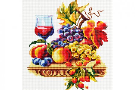 Мозаичная картина стразами БЕЛОСНЕЖКА Натюрморт с виноградом, 30*30см