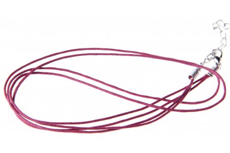 Шнурок вощеный ZLATKA с замком, двойной, тонкий, бордовый, 1мм, 45см