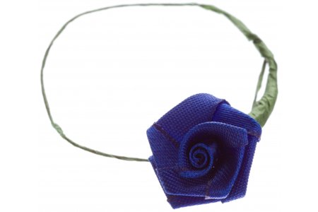 Цветок из ткани на проволоке Атласная роза, темно-синий, 12мм