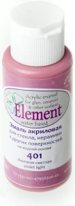 Краска акриловая для стекла и керамики эмаль АКВА-КОЛОР Элемент, светло-лиловый, 50мл