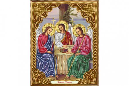 Мозаичная картина стразами АЛМАЗНАЯ ЖИВОПИСЬ Икона Святая Троица, 22*28см