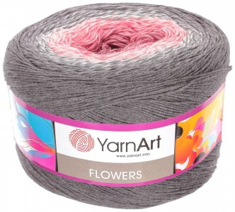 Пряжа YarnArt Flowers серый-белый-коралл-т.роза (279), 55%хлопок/45%акрил, 1000м, 250г