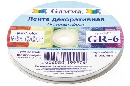 Тесьма GAMMA репсовая, грязно-белый (002), 6мм, 1м