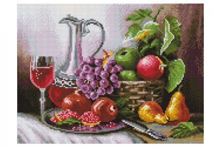 Мозаичная картина стразами БЕЛОСНЕЖКА Натюрморт с фруктами, 30*40см