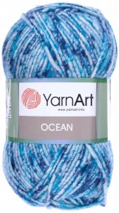 Пряжа Yarnart Ocean бело-сине-бирюзовый меланж (111), 20%шерсть/80%акрил, 180м, 100г