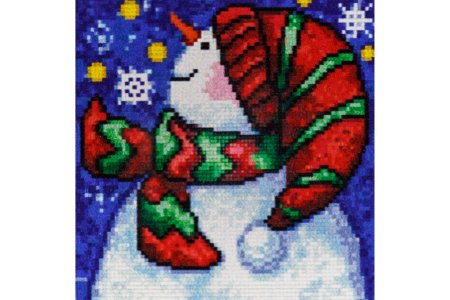 Мозаичная картина стразами АЛМАЗНАЯ ЖИВОПИСЬ Новогодний снеговик