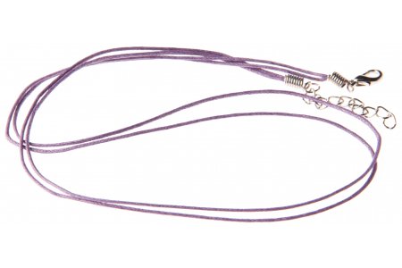 Шнурок вощеный ZLATKA с замком, двойной, тонкий, фиолетовый, 1мм, 45см