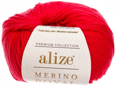 Пряжа Alize Merino royal красный (56), 100%шерсть, 100м, 50г