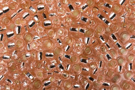 Бисер японский круглый ТОНО 10/0 прозрачный/с серебристой серединкой бледно-розовый (31), 10г