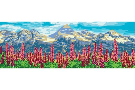 Канва с рисунком COLLECTION D*ART Цветы в горах, 70*25см