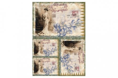 Бумага для декупажа рисовая CALAMBOUR, Леди с сиреневыми цветами, 35*50см