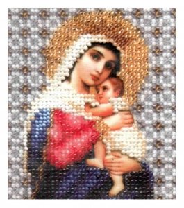 Набор для вышивания бисером ЧАРИВНА МИТЬ Икона Божьей Матери Отчаянных единая надежда, с нанесенным рисунком, 9*11см