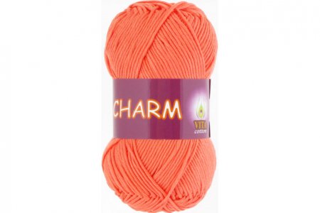Пряжа Vita cotton Charm оранжевый коралл (4196), 100%мерсеризованный хлопок, 106м, 50г