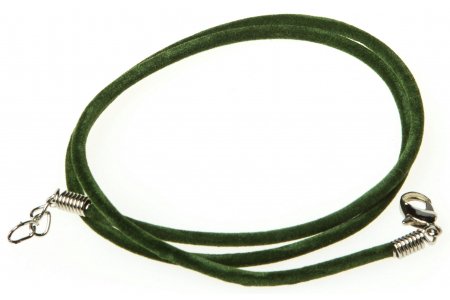 Шнурок бархатный ZLATKA с замком, круглый, зеленый, 2,5мм, 45см