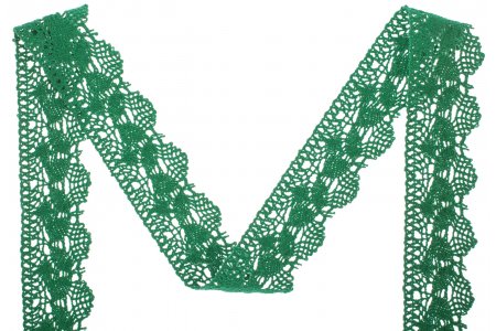 Кружево вязаное 40.01.072, зелёный, 40мм, 1м