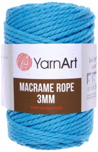 Пряжа YarnArt Macrame Rope 3mm бирюзовый (763), 60%хлопок/ 40%вискоза/полиэстер, 63м, 250г
