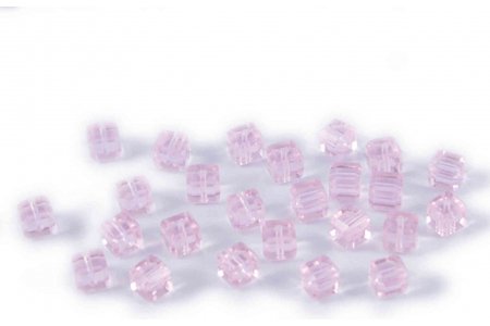 Бусина стеклянная ZLATKA Куб, розовый (05), 8*8мм