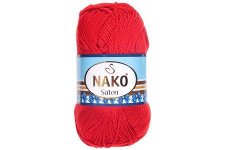 Пряжа Nako Saten красный (207), 100%микрофибра, 115м, 50г