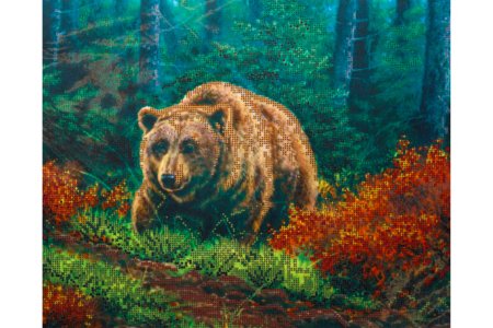 Канва с рисунком для вышивки бисером GLURIYA Бурый медведь, 32*40см