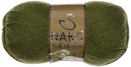 Пряжа Nako Nakolen 5-Fine зеленый (1902), 49%шерсть/51%акрил, 490м, 100г