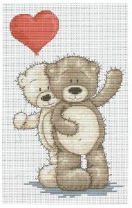 Набор для вышивания крестом Luca-s Медвежонок Бруно влюблен, 11*18см