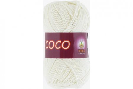 Пряжа Vita cotton Coco молочный (3853), 100%мерсеризованный хлопок, 240м, 50г