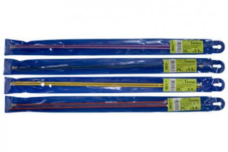 Спицы для вязания прямые GAMMA металлические цветные жёлтый, d2,5мм, 35см