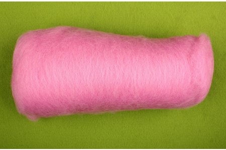 Шерсть для валяния кардочесанная КАМТЕКС полутонкая розовый (056), 100г