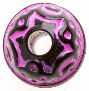 Бусина пластиковая АСТРА круглая с орнаментом, черно-фиолетовый(007), 14мм