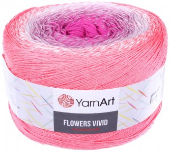 Пряжа YarnArt Flowers vivid коралл-сирень-белый-фуксия (511), 55%хлопок/45%акрил, 1000м, 250г