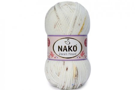 Пряжа Nako Masal Renkli белый-голубой-желтый-коричневый (32107), 100%акрил, 165м, 100г