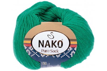 Пряжа Nako Pure wool sock изумрудный (11219), 70%шерсть/30%полиамид, 200м, 50г